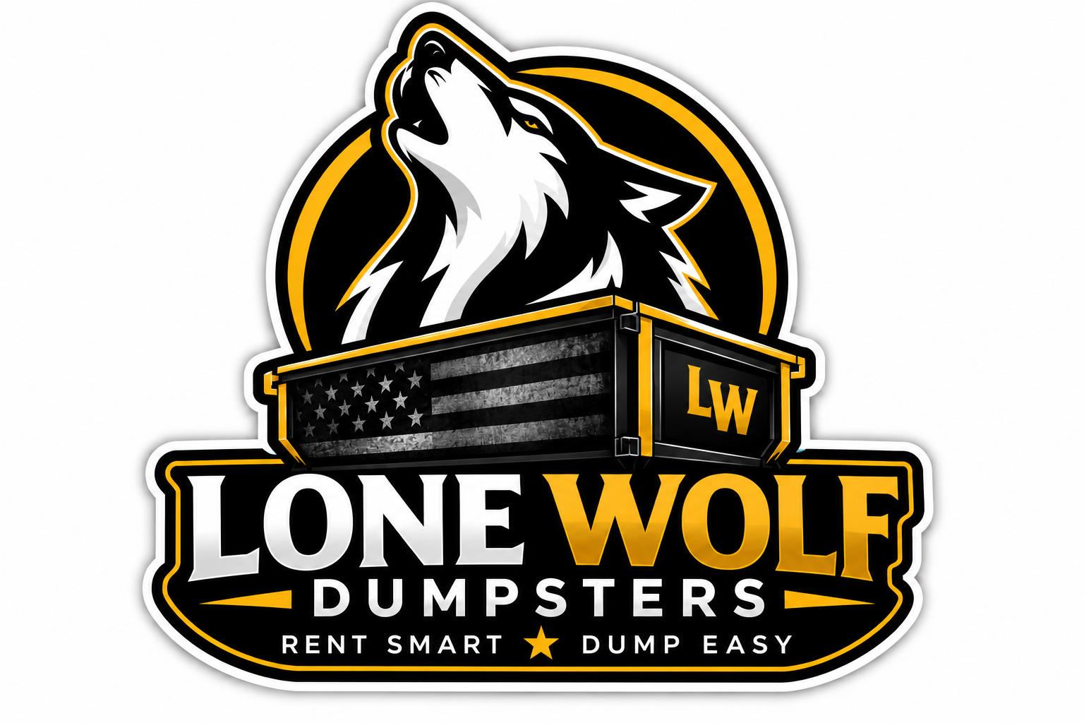 Lone Wolf Dumpsters Logo - Dumpster Rentals Dallas Fort Worth TX white new